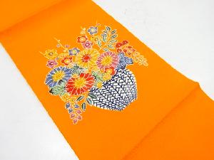 縮緬地　花瓶模様　開き名古屋帯（額縁仕立て）